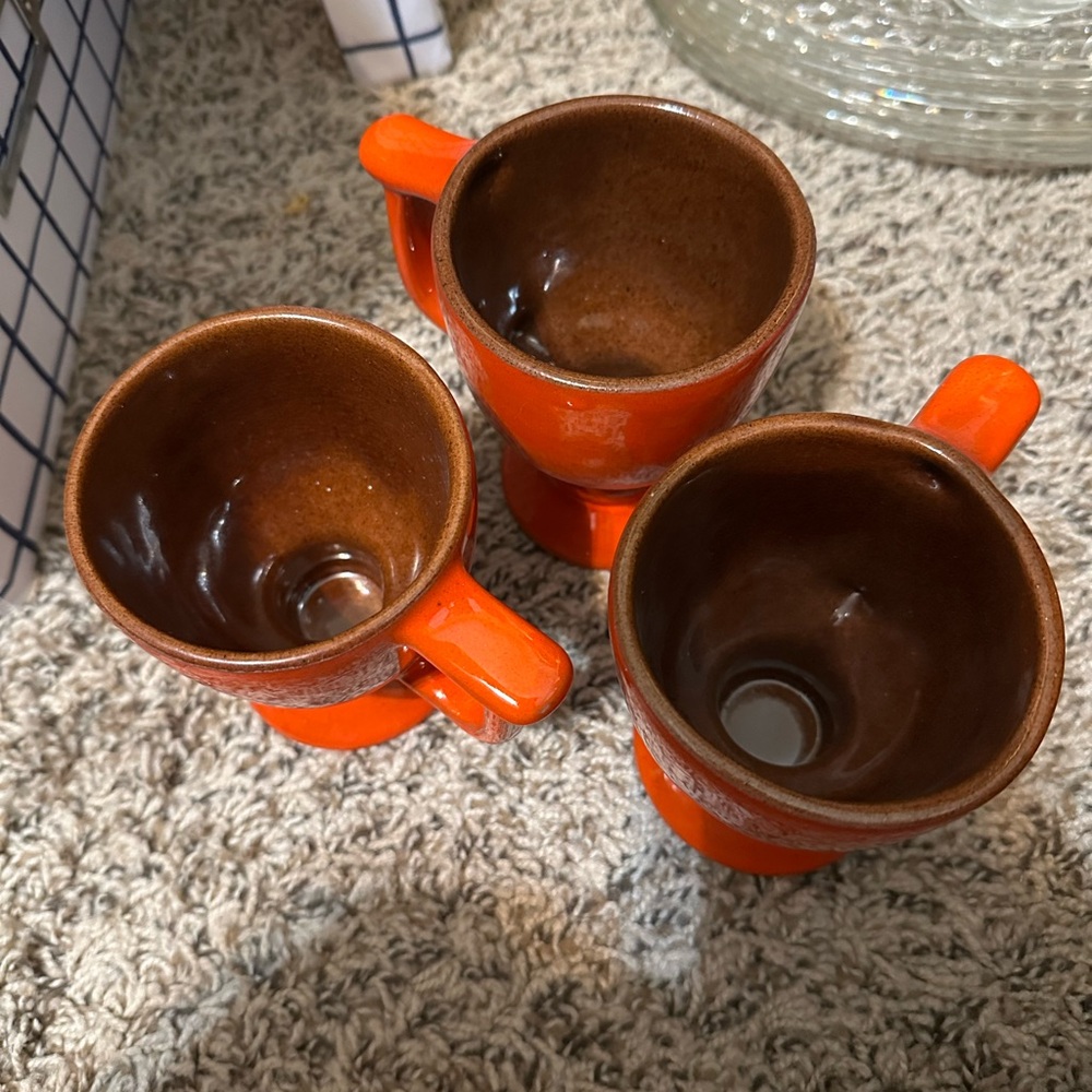 Vintage orange Frankoma pottery mugs - Picture 3 of 3